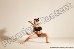 Underwear Martial art Woman White Moving poses Average long colored Dynamic poses Academic